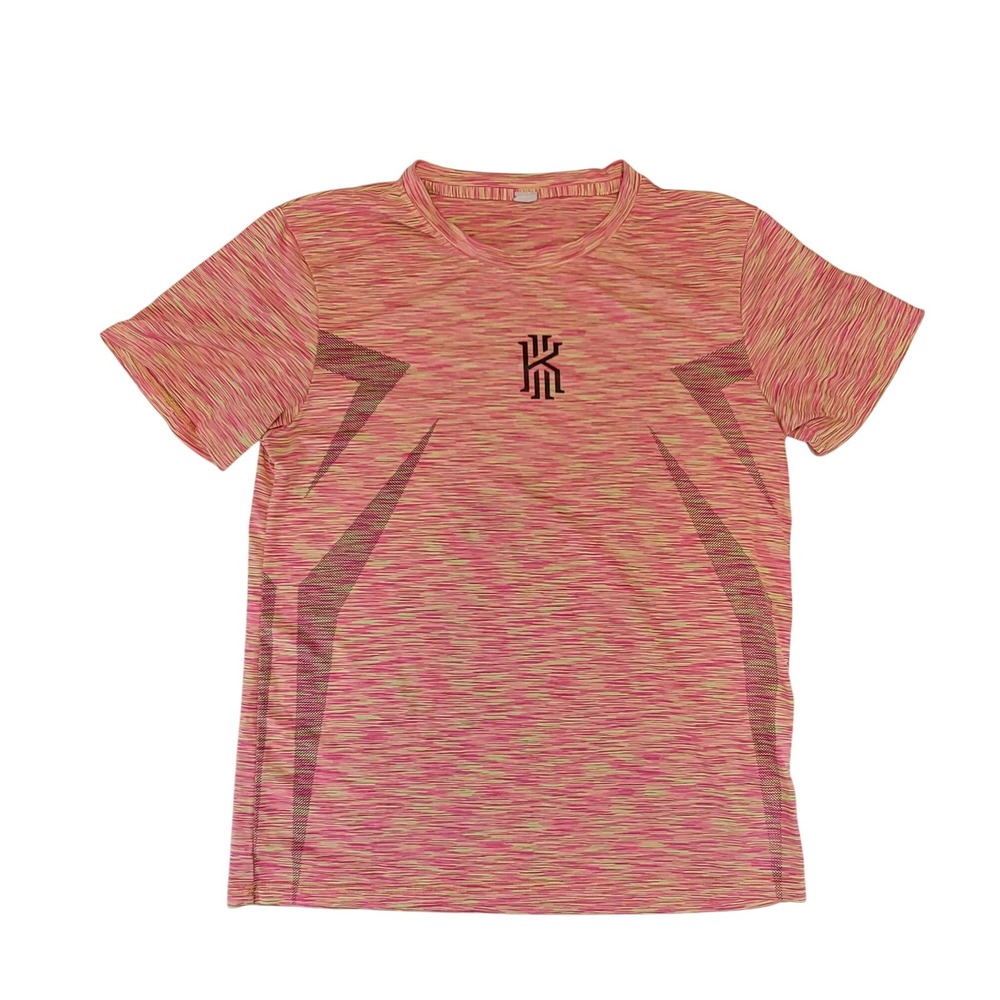 Kyrie Irving Logo Athletic T Shirt Pink Yellow‎ Heathered Short Sleeve Mens